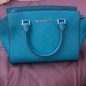 Michael Kors selma leather satchel turquoise